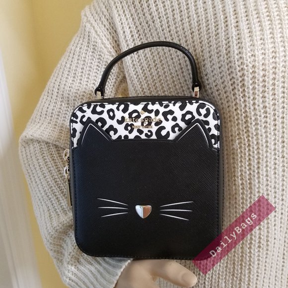 NWT KATE SPADE DAISY MEOW CROSSBODY BLACK LEOPARD WHITE WKR00600 100% AUTHENTIC - Picture 3 of 13